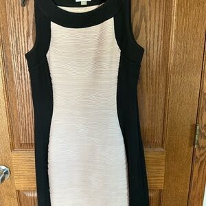 Calvin Klein Black and Cream Sleeveless Sheath Dress